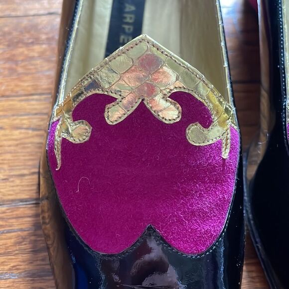 Vintage Helene Arpels Purple, Gold and Black Wedges - Picture 2 of 8